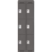 Clean Line Lockers, 3 -tier, Bank of 2, 24" x 18" x 78", Steel, Charcoal, Rivet (Assembled) Solutions industrielles ALPHA