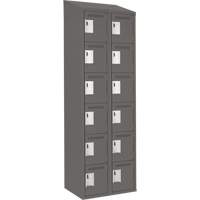 Clean Line Lockerette, 6 -tier, Bank of 2, 24" x 18" x 78", Steel, Charcoal, Rivet (Assembled) Solutions industrielles ALPHA