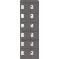 Clean Line Lockerette, 6 -tier, Bank of 2, 24" x 18" x 78", Steel, Charcoal, Rivet (Assembled) Solutions industrielles ALPHA