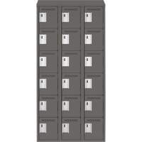 Clean Line Lockerette, 6 -tier, Bank of 3, 36" x 18" x 78", Steel, Charcoal, Rivet (Assembled) Solutions industrielles ALPHA