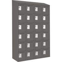 Clean Line Lockerette, 6 -tier, Bank of 4, 48" x 18" x 78", Steel, Charcoal, Rivet (Assembled) Solutions industrielles ALPHA