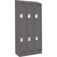 Clean Line Lockers, 2 -tier, Bank of 3, 36" x 18" x 82", Steel, Charcoal, Rivet (Assembled) Solutions industrielles ALPHA
