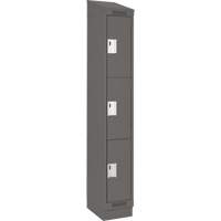 Clean Line Lockers, 3 -tier, 12" x 18" x 82", Steel, Charcoal, Rivet (Assembled) Solutions industrielles ALPHA