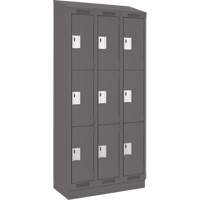Clean Line Lockers, 3 -tier, Bank of 3, 36" x 18" x 82", Steel, Charcoal, Rivet (Assembled) Solutions industrielles ALPHA