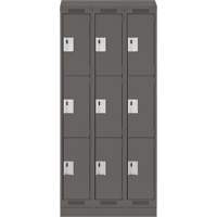 Clean Line Lockers, 3 -tier, Bank of 3, 36" x 18" x 82", Steel, Charcoal, Rivet (Assembled) Solutions industrielles ALPHA