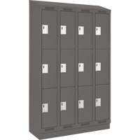 Clean Line Lockers, 3 -tier, Bank of 4, 48" x 18" x 82", Steel, Charcoal, Rivet (Assembled) Solutions industrielles ALPHA