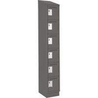 Clean Line Lockerette, 6 -tier, 12" x 18" x 82", Steel, Charcoal, Rivet (Assembled) Solutions industrielles ALPHA