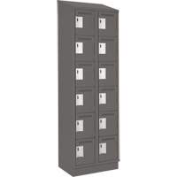 Clean Line Lockerette, 6 -tier, Bank of 2, 24" x 18" x 82", Steel, Charcoal, Rivet (Assembled) Solutions industrielles ALPHA