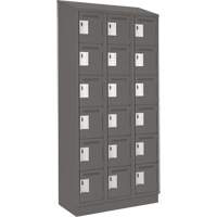 Clean Line Lockerette, 6 -tier, Bank of 3, 36" x 18" x 82", Steel, Charcoal, Rivet (Assembled) Solutions industrielles ALPHA