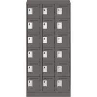 Clean Line Lockerette, 6 -tier, Bank of 3, 36" x 18" x 82", Steel, Charcoal, Rivet (Assembled) Solutions industrielles ALPHA