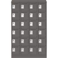 Clean Line Lockerette, 6 -tier, Bank of 4, 48" x 18" x 82", Steel, Charcoal, Rivet (Assembled) Solutions industrielles ALPHA