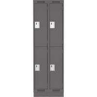 Clean Line Lockers, 2 -tier, Bank of 2, 24" x 18" x 76", Steel, Charcoal, Rivet (Assembled) Solutions industrielles ALPHA