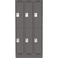 Clean Line Lockers, 2 -tier, Bank of 3, 36" x 18" x 76", Steel, Charcoal, Rivet (Assembled) Solutions industrielles ALPHA