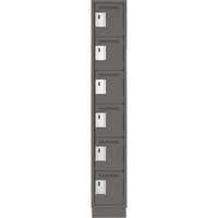 Clean Line Lockerette, 6 -tier, 12" x 18" x 76", Steel, Charcoal, Rivet (Assembled) Solutions industrielles ALPHA