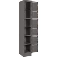 Clean Line Lockerette, 6 -tier, Bank of 4, 48" x 18" x 76", Steel, Charcoal, Rivet (Assembled) Solutions industrielles ALPHA