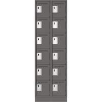 Clean Line Lockerette, 6 -tier, Bank of 2, 24" x 18" x 76", Steel, Charcoal, Rivet (Assembled) Solutions industrielles ALPHA