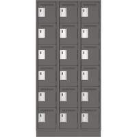Clean Line Lockerette, 6 -tier, Bank of 3, 36" x 18" x 76", Steel, Charcoal, Rivet (Assembled) Solutions industrielles ALPHA