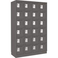 Clean Line Lockerette, 6 -tier, Bank of 4, 48" x 18" x 76", Steel, Charcoal, Rivet (Assembled) Solutions industrielles ALPHA