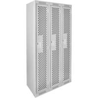 Clean Line Lockers, Bank of 3, 36" x 15" x 72", Steel, Grey, Rivet (Assembled), Perforated Solutions industrielles ALPHA