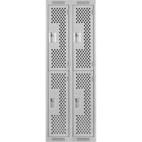Casiers Clean Line, 2 niveaux, Bloc de 2, 24" x 15" x 72", Acier, Gris, Rivet (assembl&eacute;), Perfor&eacute; Solutions industrielles ALPHA