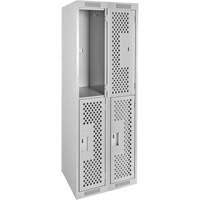 Casiers Clean Line, 2 niveaux, Bloc de 2, 24" x 15" x 72", Acier, Gris, Rivet (assembl&eacute;), Perfor&eacute; Solutions industrielles ALPHA