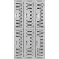 Clean Line Lockers, 2 -tier, Bank of 3, 36" x 12" x 72", Steel, Grey, Rivet (Assembled), Perforated Solutions industrielles ALPHA