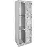 Clean Line Lockers, 3 -tier, Bank of 2, 24" x 12" x 72", Steel, Grey, Rivet (Assembled), Perforated Solutions industrielles ALPHA