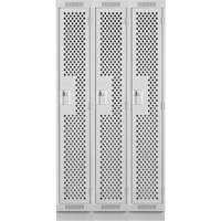 Clean Line Lockers, Bank of 3, 36" x 12" x 76", Steel, Grey, Rivet (Assembled), Perforated Solutions industrielles ALPHA