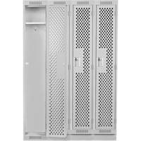 Clean Line Lockers, Bank of 4, 48" x 12" x 76", Steel, Grey, Rivet (Assembled), Perforated Solutions industrielles ALPHA