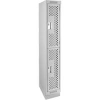 Casiers Clean Line, 2 niveaux, 12" x 18" x 76", Acier, Gris, Rivet (assembl&eacute;), Perfor&eacute; Solutions industrielles ALPHA