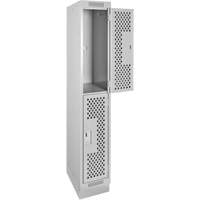 Casiers Clean Line, 2 niveaux, 12" x 18" x 76", Acier, Gris, Rivet (assembl&eacute;), Perfor&eacute; Solutions industrielles ALPHA