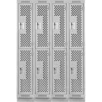 Clean Line Lockers, 2 -tier, Bank of 4, 48" x 15" x 76", Steel, Grey, Rivet (Assembled), Perforated Solutions industrielles ALPHA
