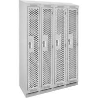 Clean Line Lockers, Bank of 4, 48" x 18" x 82", Steel, Grey, Rivet (Assembled), Perforated Solutions industrielles ALPHA
