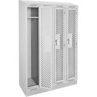 Clean Line Lockers, Bank of 4, 48" x 18" x 82", Steel, Grey, Rivet (Assembled), Perforated Solutions industrielles ALPHA