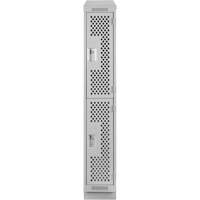 Casiers Clean Line, 2 niveaux, 12" x 12" x 82", Acier, Gris, Rivet (assembl&eacute;), Perfor&eacute; Solutions industrielles ALPHA