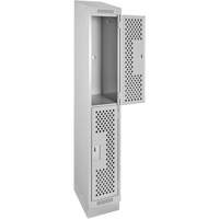 Casiers Clean Line, 2 niveaux, 12" x 12" x 82", Acier, Gris, Rivet (assembl&eacute;), Perfor&eacute; Solutions industrielles ALPHA