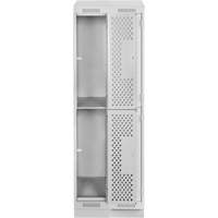 Clean Line Lockers, 2 -tier, Bank of 2, 24" x 18" x 82", Steel, Grey, Rivet (Assembled), Perforated Solutions industrielles ALPHA