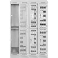 Clean Line Lockers, 2 -tier, Bank of 4, 48" x 15" x 82", Steel, Grey, Rivet (Assembled), Perforated Solutions industrielles ALPHA