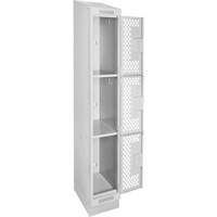 Casiers Clean Line, 3 niveaux, 12" x 18" x 82", Acier, Gris, Rivet (assembl&eacute;), Perfor&eacute; Solutions industrielles ALPHA