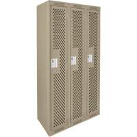 Clean Line Lockers, Bank of 3, 36" x 15" x 72", Steel, Beige, Rivet (Assembled), Perforated Solutions industrielles ALPHA