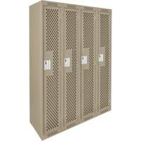 Clean Line Lockers, Bank of 4, 48" x 15" x 72", Steel, Beige, Rivet (Assembled), Perforated Solutions industrielles ALPHA