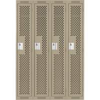 Clean Line Lockers, Bank of 4, 48" x 15" x 72", Steel, Beige, Rivet (Assembled), Perforated Solutions industrielles ALPHA