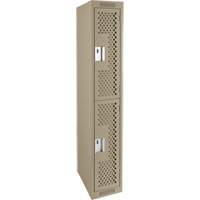 Casiers Clean Line, 2 niveaux, 12" x 15" x 72", Acier, Beige, Rivet (assembl&eacute;), Perfor&eacute; Solutions industrielles ALPHA