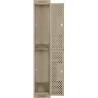 Casiers Clean Line, 2 niveaux, 12" x 15" x 72", Acier, Beige, Rivet (assembl&eacute;), Perfor&eacute; Solutions industrielles ALPHA