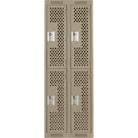 Casiers Clean Line, 2 niveaux, Bloc de 2, 24" x 15" x 72", Acier, Beige, Rivet (assembl&eacute;), Perfor&eacute; Solutions industrielles ALPHA