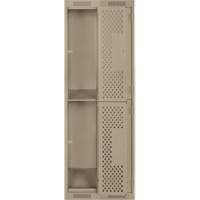 Casiers Clean Line, 2 niveaux, Bloc de 2, 24" x 15" x 72", Acier, Beige, Rivet (assembl&eacute;), Perfor&eacute; Solutions industrielles ALPHA
