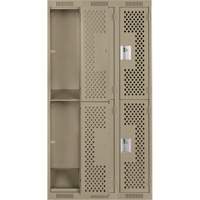 Clean Line Lockers, 2 -tier, Bank of 3, 36" x 15" x 72", Steel, Beige, Rivet (Assembled), Perforated Solutions industrielles ALPHA