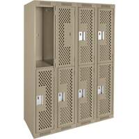 Clean Line Lockers, 2 -tier, Bank of 4, 48" x 15" x 72", Steel, Beige, Rivet (Assembled), Perforated Solutions industrielles ALPHA