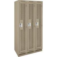 Clean Line Lockers, Bank of 3, 36" x 12" x 76", Steel, Beige, Rivet (Assembled), Perforated Solutions industrielles ALPHA