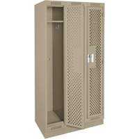 Clean Line Lockers, Bank of 3, 36" x 12" x 76", Steel, Beige, Rivet (Assembled), Perforated Solutions industrielles ALPHA
